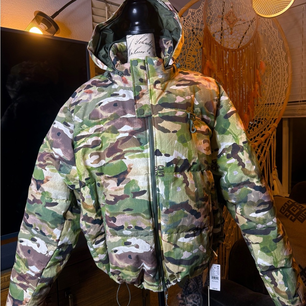 Reese Cooper Outdoor Supply RCOS Nylon Puffer Jacket Watercolor Camo  Sz XL
